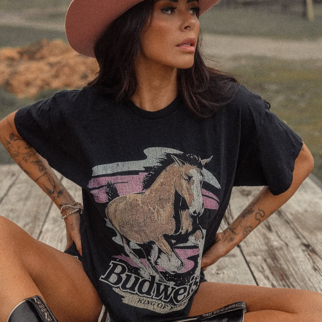 99 Stallion Vintage Washed Black T-Shirt