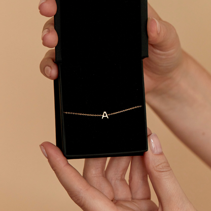 Solid Gold Miniature Initial Letter Bracelet