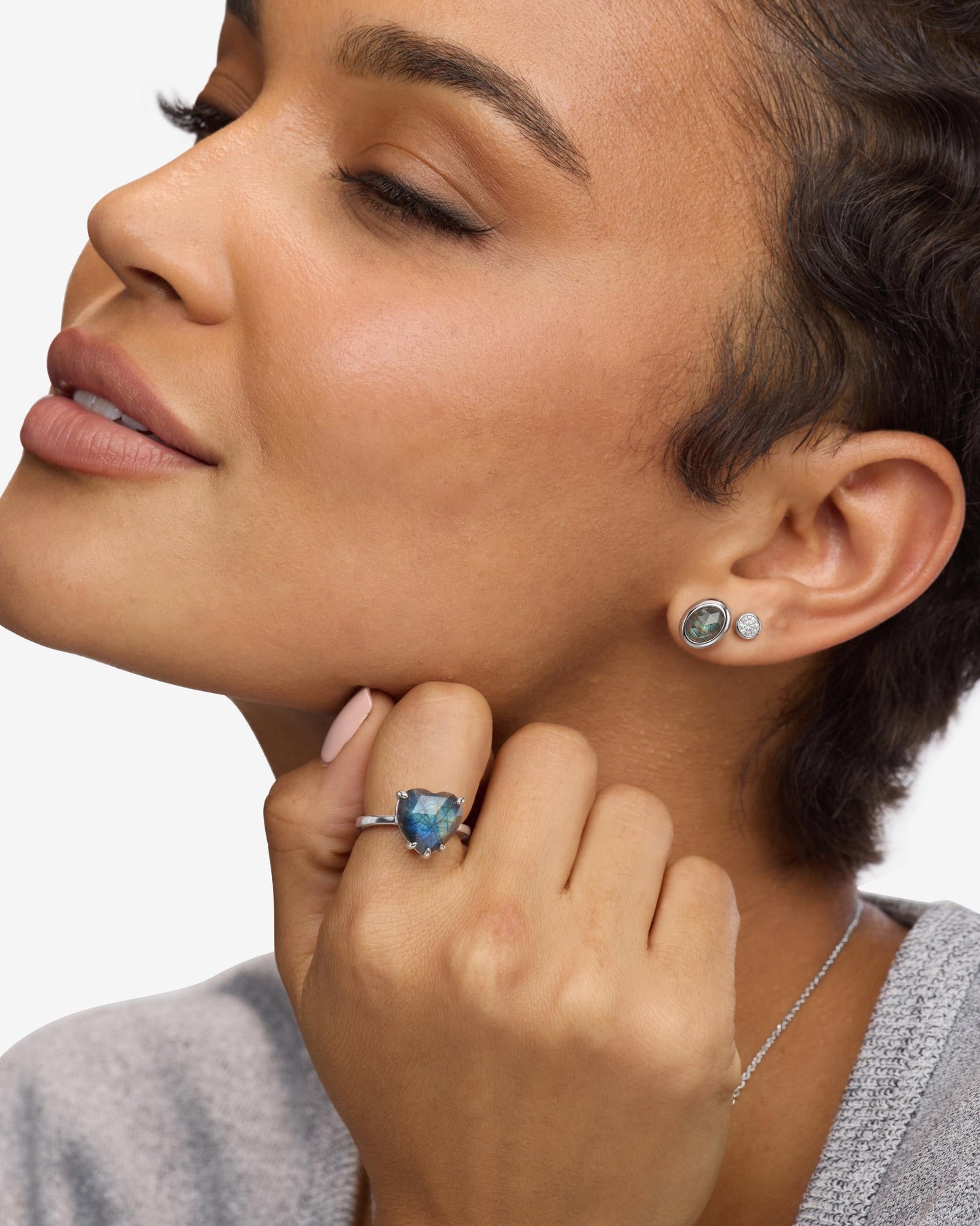 The Allison Heart Ring - Silver|Labradorite