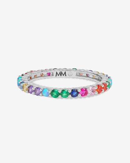 Heiress Ring 2mm - Silver|Multi Stone