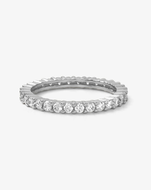 Heiress Ring 2mm - Silver|White Diamondettes