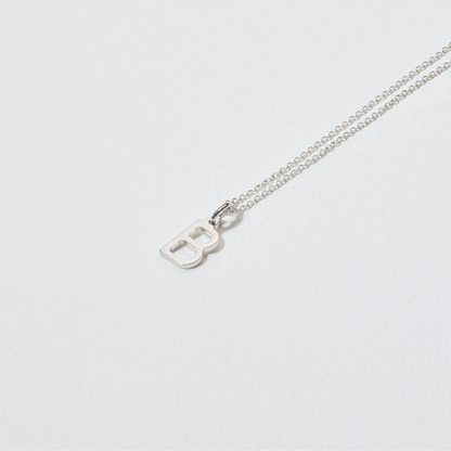 Solid White Gold Initial Letter Necklace
