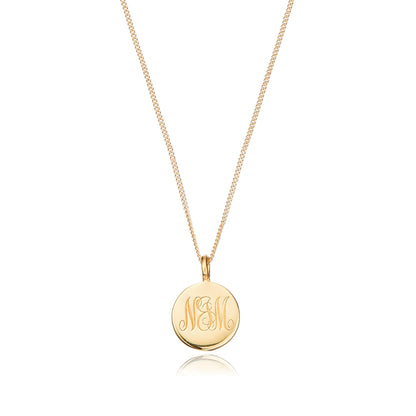 Rose Gold Large Engraved Disc Necklace