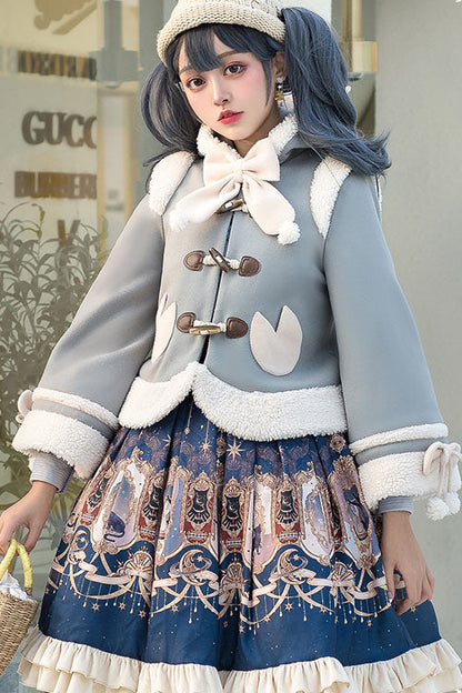 Autumn Winter Double Collar Bowknot Single Breasted Sweet Lolita Cape Coat