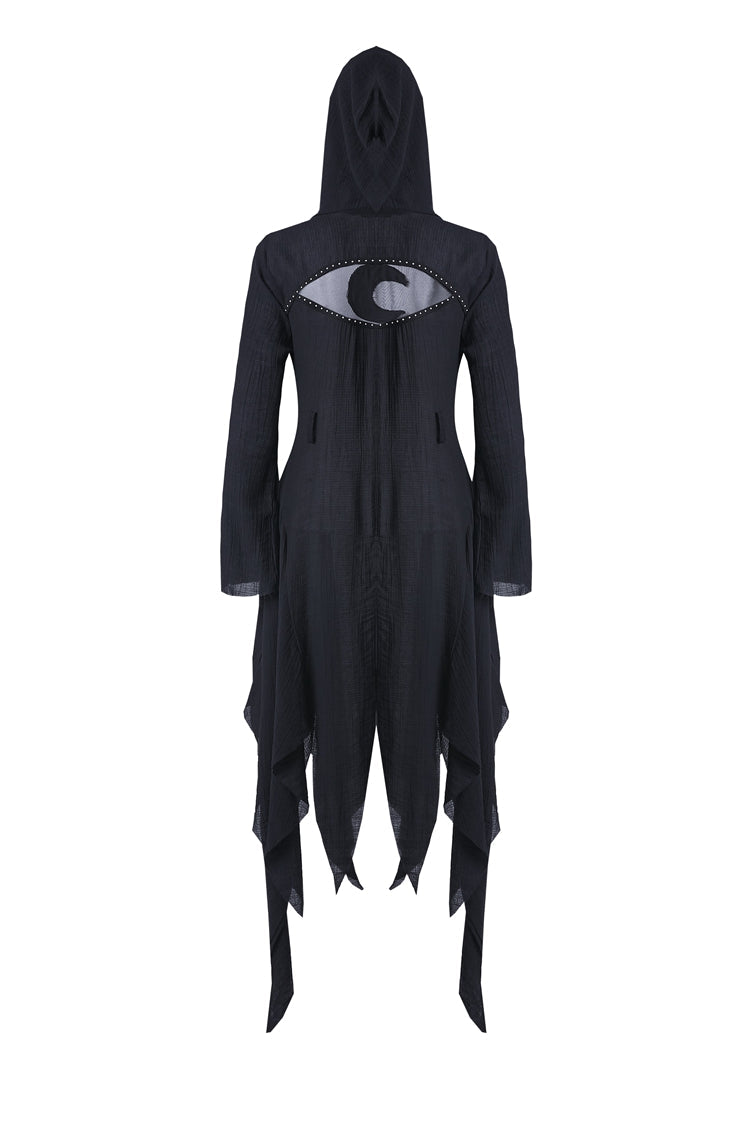 Black Long Sleeves Women's Grungy Gothic Vintage Hooded Coat