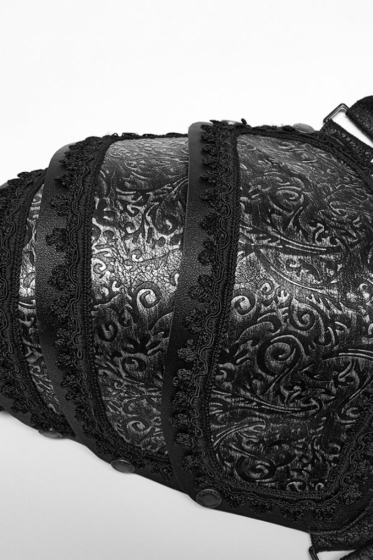 Black Print Embroidery Men's Steampunk Shoulder Harness