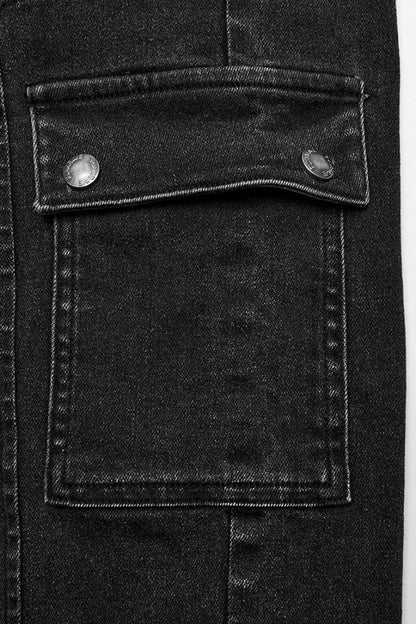 Black Multi-pockets Pleated Men's Punk Pants