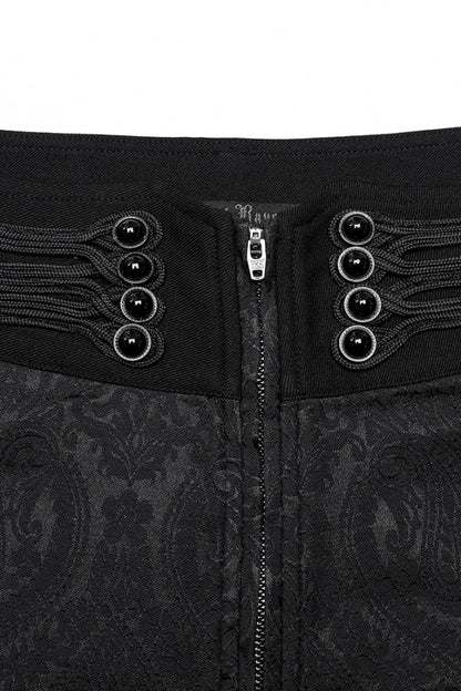 Black Jacquard Floral Print Decal Decoration Men's Gothic Pants