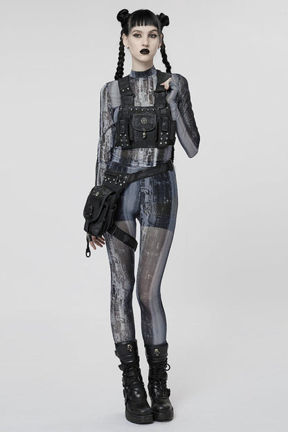 Black Post-Apocalyptic Rivets Skull Women's Steampunk Adjustable Strap Bag