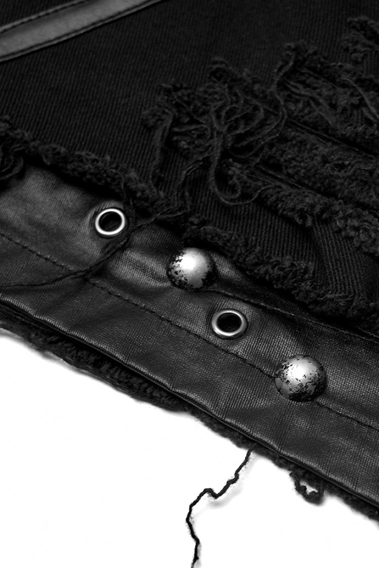 Black Five-Pointed Print Slim Ripped Metal Nail Decoration Women's Steampunk Skirt