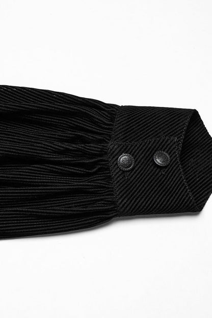 Black Double-breasted Long Puff Sleeves Men's Gothic Blouse
