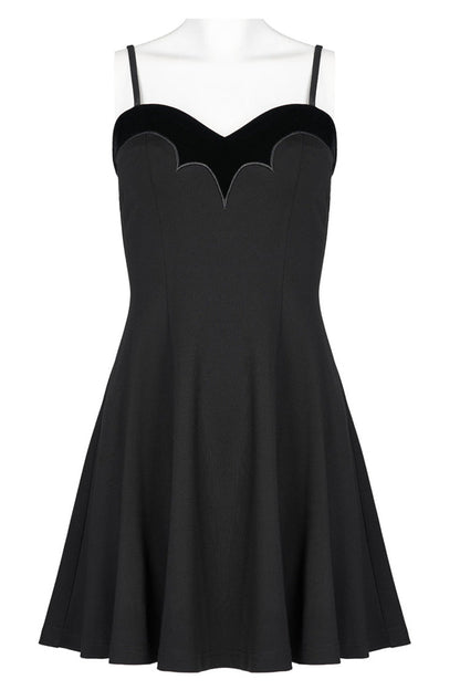Black Bat Fleece Embroidered Sun Gothic Suspender Women's Dress