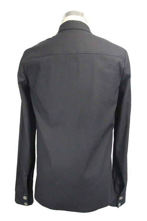 Black Cotton Long Sleeves Mens Punk Blouse