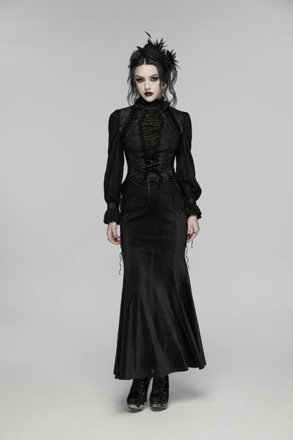 Black Jacquard Embroidered Lace Lace-Up Slim Women's Gothic Vest