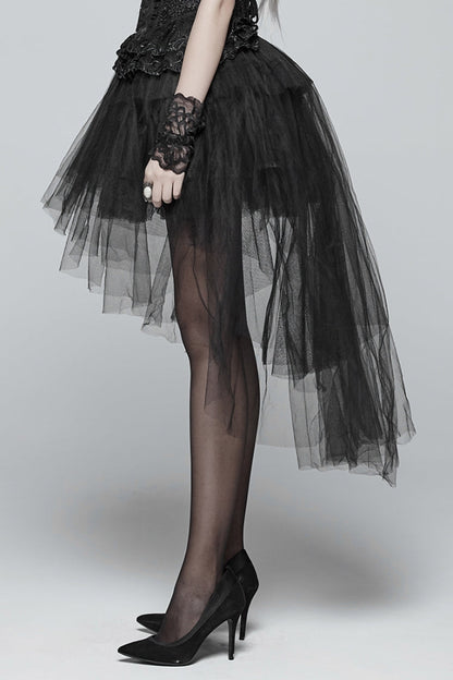 Black Multi-layer Lace Mesh Women's Gothic Elegant Skirt