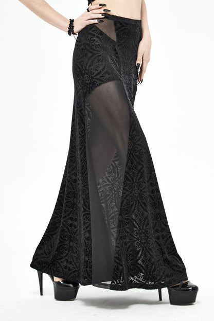 Black High Waisted Jacquard Lace Women's Punk Skirt