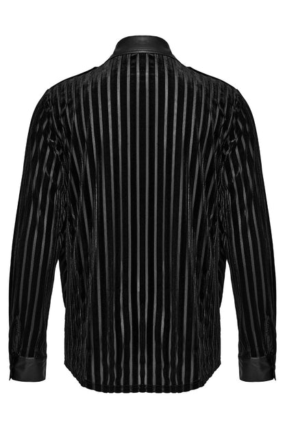 Black Lapel Collar Stitching Slim Men's Gothic Blouse