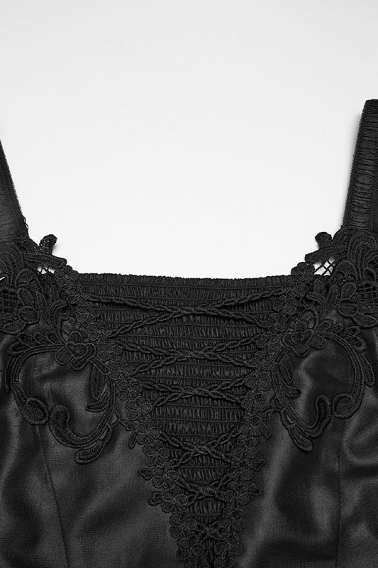 Black Off Shoulder Long Sleeves Embroidered Lace-Up Women's Gothic Elegant Dress Wedding Dress