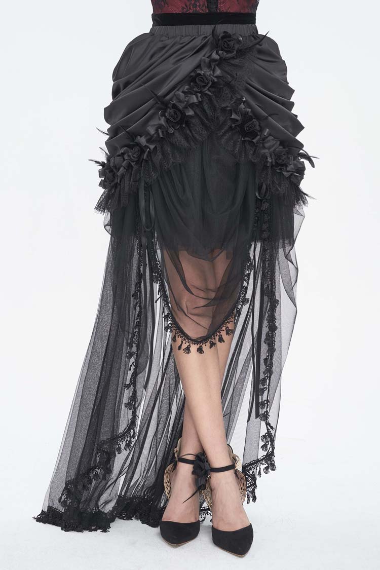 Black Multi-layer Stitching Lace Womens Gothic Skirt