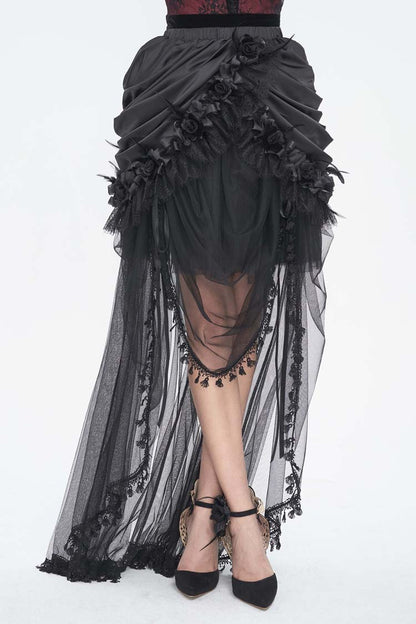 Black Multi-layer Stitching Lace Womens Gothic Skirt