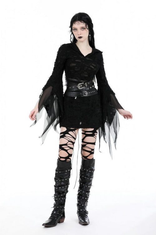 Black Lace-Up Studded Buckled Women's Punk PU Underbust Corset