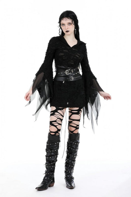Black Lace-Up Studded Buckled Women's Punk PU Underbust Corset