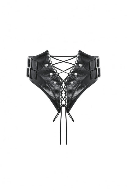 Black Lace-Up Buckled Zippered Women's Punk Shiny PU Corset