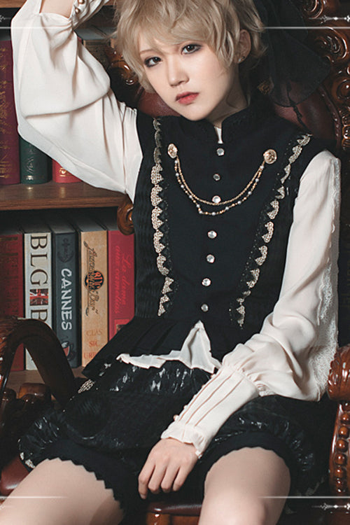 Black Immortal Thorn The Invitation Of The Kingdom Ouji Lolita Vest And Shorts