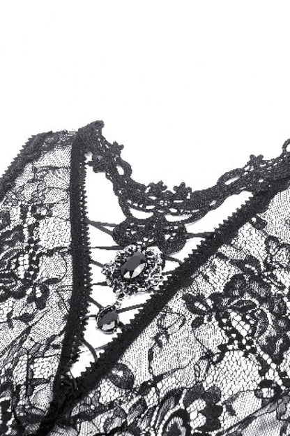 Black Off Shoulder Long Sleeves Women's Gothic Irregular Lace Dress Wedding Dress