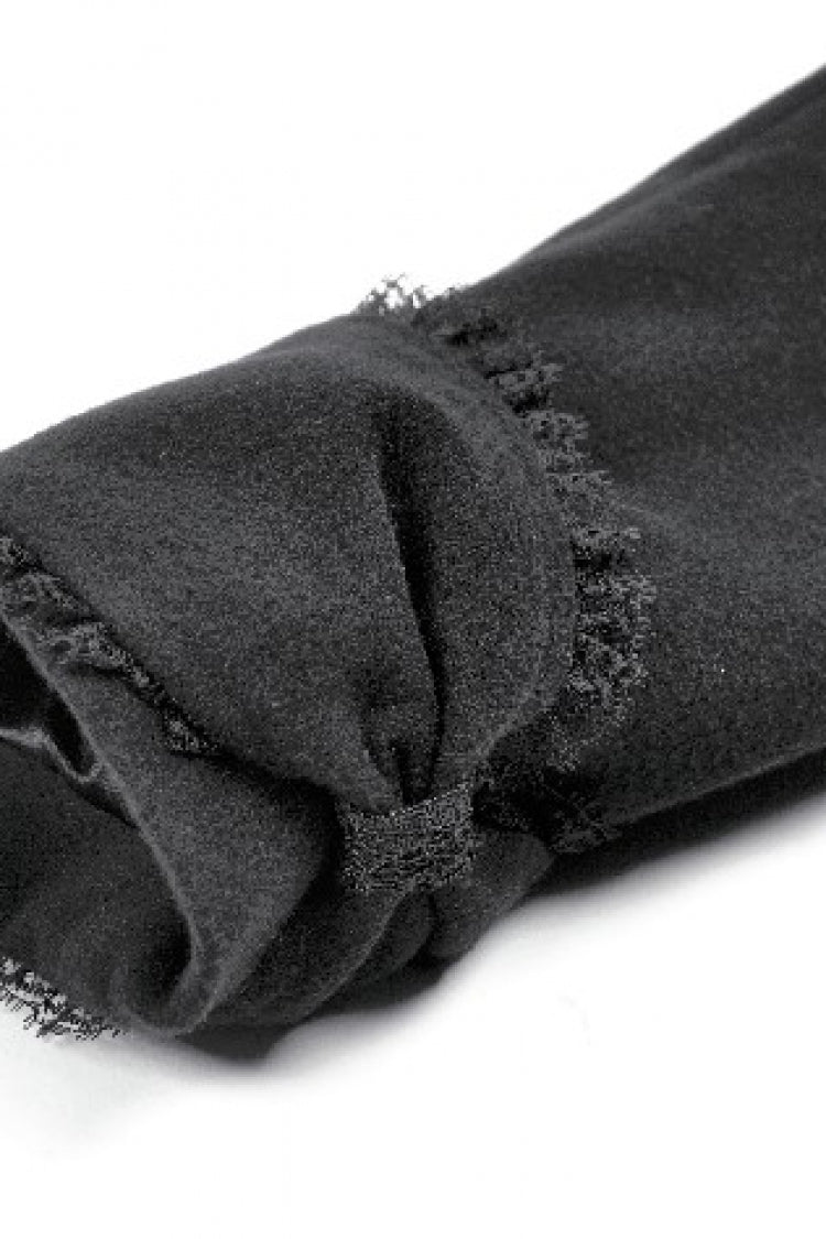 Black Floral Embroidered Peter Pan Collar Long Sleeves Bowknot Women's Gothic Coat