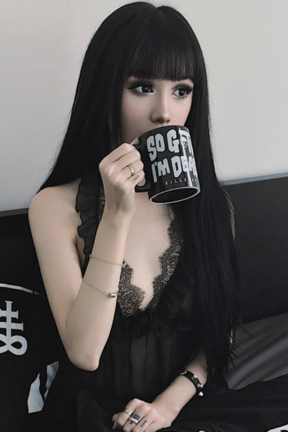 Black Natural Long Straight Hair Classic Lolita Wig