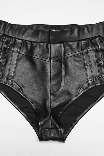 Black High Waisted Studded Women's Punk hot Shorts