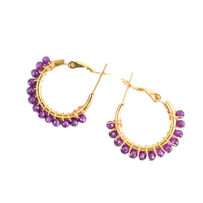 Amethyst Crystal Hoop Earrings
