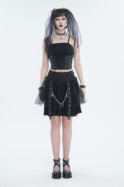 Black Knit Adjustable String Women's Punk Bandeau Camisole