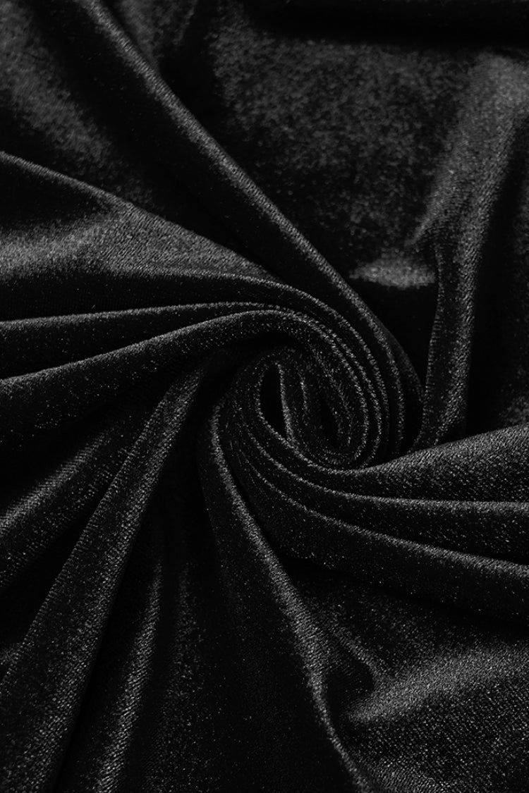 Black Floral Embroidery Diamante Velvet Hooded Women's Gothic Cloak