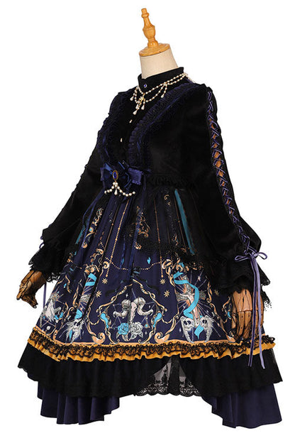 Black God's Salvation Long Sleeves Lace Ruffled Gothic Lolita OP Dress