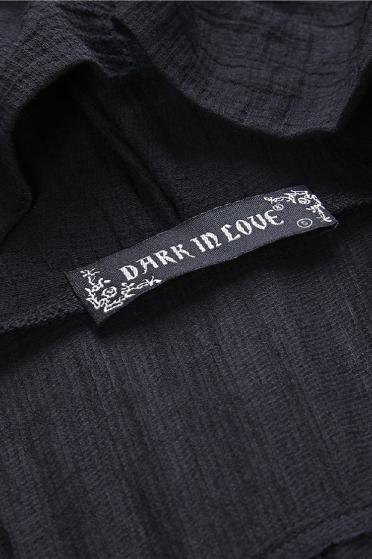 Black Long Sleeves Women's Grungy Gothic Vintage Hooded Coat