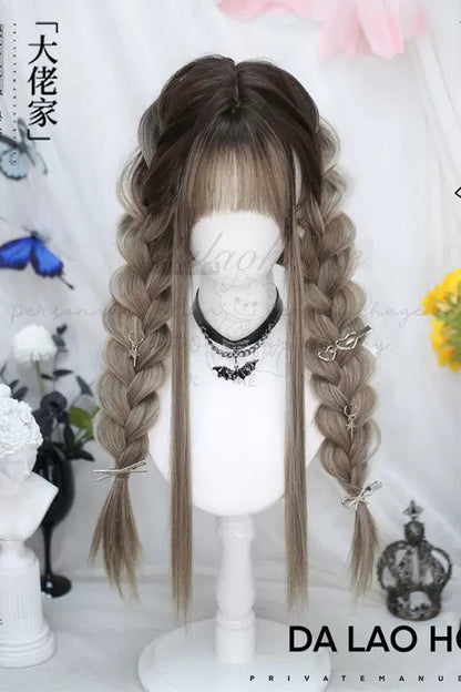 Beige/Gray Gradient Long Straight Sweet Lolita Wigs