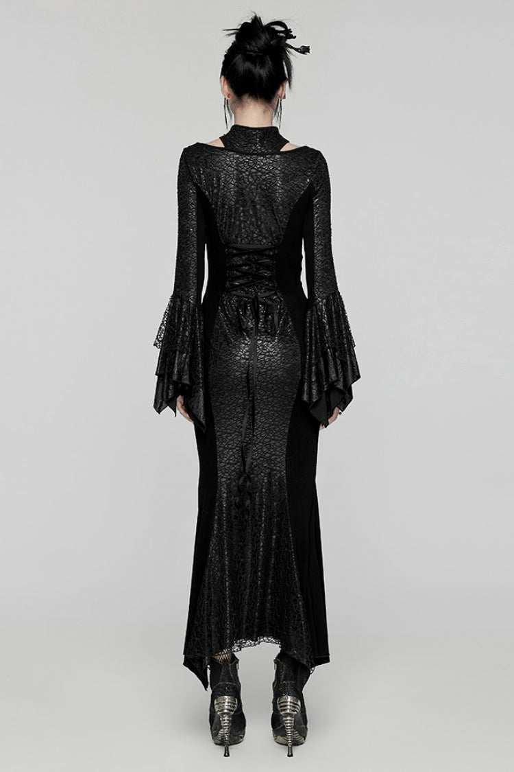 Black Cheongsam Collar Fishtailed Hollow Women's Gothic Dress