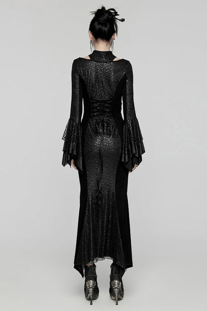 Black Cheongsam Collar Fishtailed Hollow Women's Gothic Dress