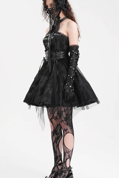 Black Halterneck Backless A-Line Women's Gothic Punk Short Dress