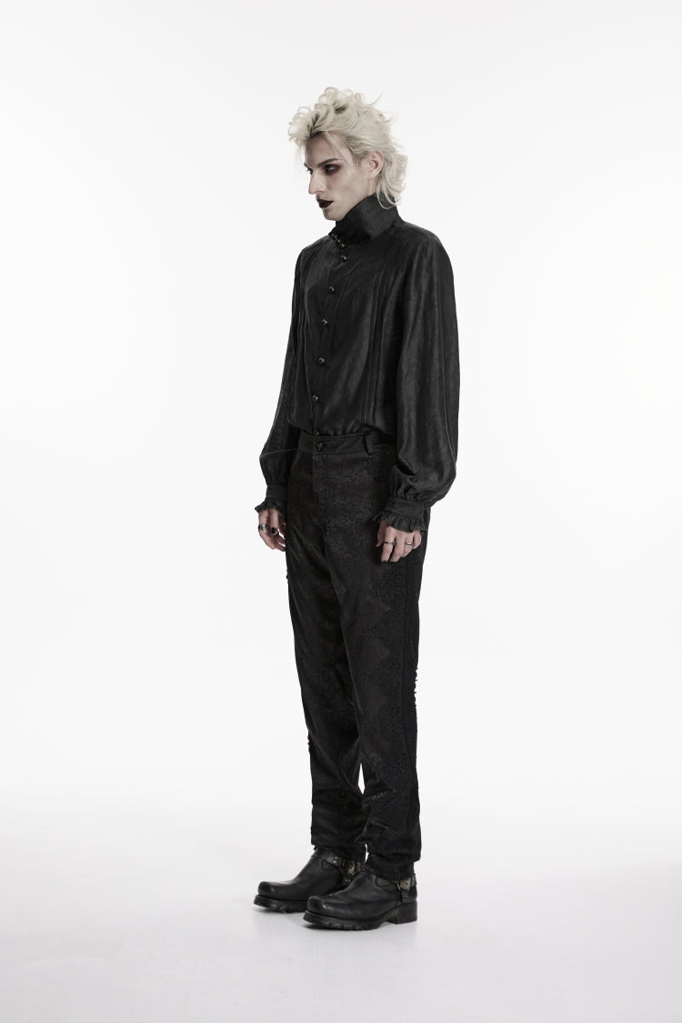 Black Jacquard Slim Men's Gothic Gorgeous Handsome Pants