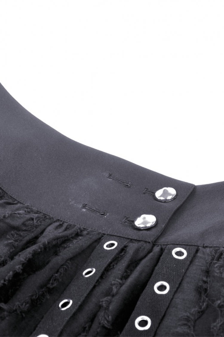 Black High Waisted Irregular Women's Punk Super Mini Skirt