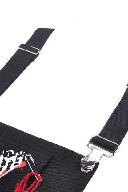Black Devil Blood Women's Punk Suspender Pleated Skirt
