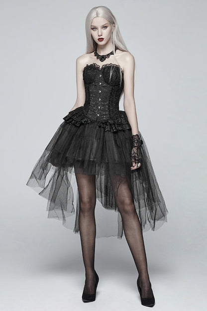 Black Multi-layer Lace Mesh Women's Gothic Elegant Skirt