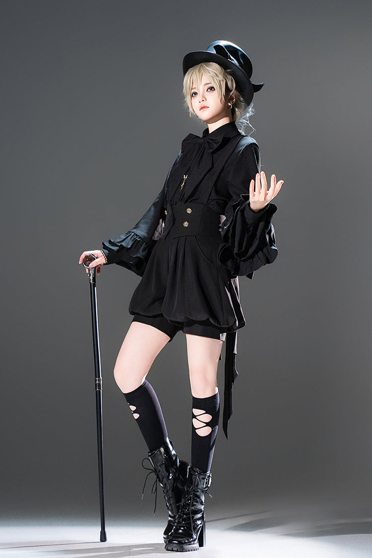 Black Long Sleeves Vintage Elegant Prince Ouji Fashion Lolita Blouse