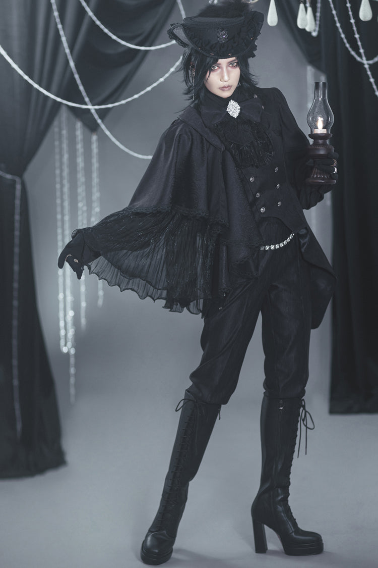 Black Hidden Prejudice Never Fades Vintage Elegant Prince Handsome Ouji Lolita Coat
