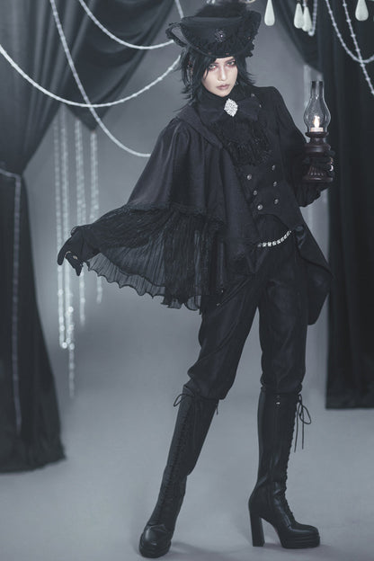 Black Hidden Prejudice Never Fades Vintage Elegant Prince Handsome Ouji Lolita Coat