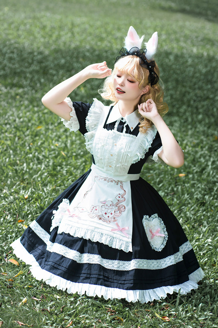 Black Meet Alice Long Sleeves Ruffle Lace Sweet Princess Lolita Jsk Dress