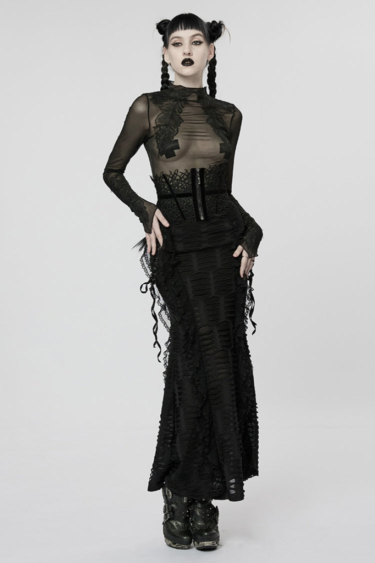 Black Hollow Mesh Women's Gothic Girdle